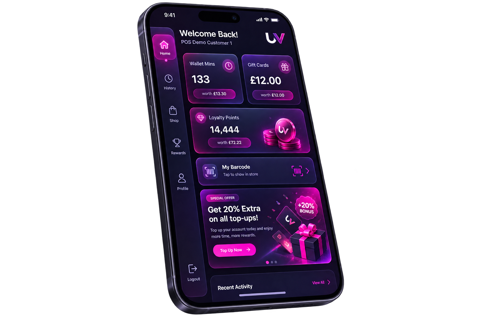 Customer app UVION interface preview